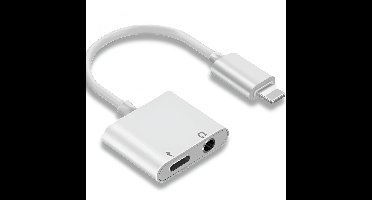 Pixel Loop – 2-in-1 Lightning (8-Pin) naar 3,5mm Jack Adapter – Muziek Luisteren & Opladen – DAC Audio Converter – iPhone/iPad – Wit