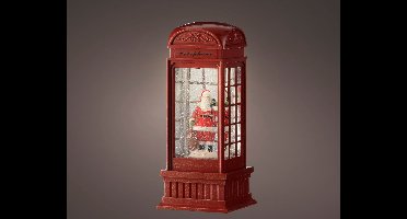 Kerst waterspinner met muziek, LED en sneeuwval – Telefooncel met kerstman – 25 cm decoratie voor binnen