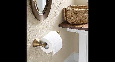 Toiletrolhouder - antiek messing - zonder deksel - 20L x 7,2B centimeter - Inschroeven - Geborsteld - brons