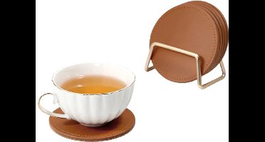 S&E 6-delige Kurk Onderzetters – Rond & Warmte-isolerend - Bruin