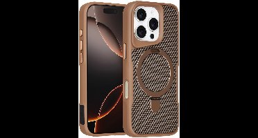 TUNIQ Back cover voor iPhone 16 Pro - MagSafe - Carbon Fiber - Goud