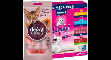 Vitakraft Liquid Snack Big Pack á 48st met gratis delickcious creamy snack