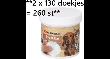 ** 2 X ** flamingo reinigingsdoekjes voor ogen en oren bij honden en katten - 130 st = 260 st - neutrale geur - alle vacht types