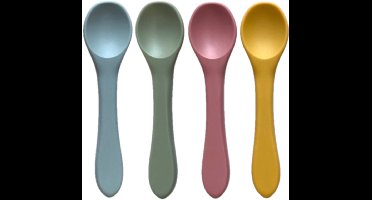 Siliconen babylepels, 4-delige set kinderbestek, voedingslepels en paplepels voor baby en peuter