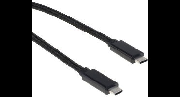 USB-C naar USB-C kabel met E-Marker chip - USB3.2 (tot 10 Gbit/s) - PD tot 20V/5A - video tot 4K 60Hz / zwart - 1 meter