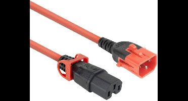 ACT Netsnoer C14 IEC Lock+ Dual Locking - C15 IEC Lock+ rood 1 m, PC3869 PL0061
