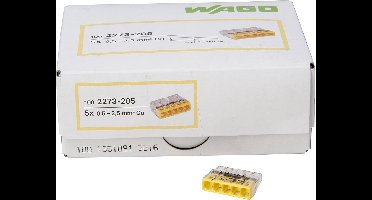 Kopp 33346423 Wago Compact aansluitdoosklem 5-draadsklem 0,5 - 2,5 mm² Inhoud 100 stuks, transparant/geel
