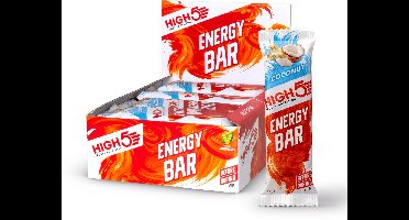 HIGH5 Energy Bar - Smaak Kokus - hoogcalorische energiereep voor hardlopen, fietsen en wandelen, veganistische haverrepen met echt fruit, gezonde snacks voor training, wedstrijd en dagelijks gebruik - 12 x 55g