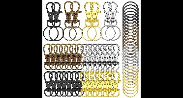40 Stuks Karabijnhaak met 40 Sleutelringen - Musketonhaak Sleutelhangers voor Volwassenen - Mini DIY Musketon en 25mm ringetjes - Auto Klein Carabiner Sleutel Hanger, Houder - Karabijn haak ringen - Keychain Zelf Maken Karabijnsluiting - voor Hobby