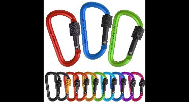 9 Stuks 78mm Karabijnhaken met Schroefsluiting - Multikleur Musketonhaak - Musketon D-vorm Carabiner met Staaldraad - Grote Karabijn haak - Karabijnsluitingen en ringetjes - Aluminium Carabijnhaak - Carabijn Sleutelhangers