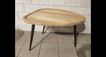 Salon tafel - Tafel - Ovaal - Bijzet tafel - Metaal - Mango - Hoog 55cm - 81x60cm - opzet rand