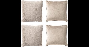 Dutch Decor - KUSSENSET - 4-delig Soft Textures - 45x45 cm - inclusief binnenkussens - beige - Met Ritssluiting – Decoratie Kussens - Comfortabele kussentjes voor op de Bank