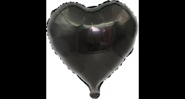 Folieballon hart | Zwart | 18 inch | 45 cm | DM-products