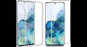 Hoesje geschikt voor Samsung Galaxy S20 Plus - Screen Protector FlexGuard - Back Cover Case ShockGuard Transparant & Screenprotector