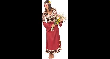 Vegaoo - Bordeaux rood hippie kostuum voor vrouwen