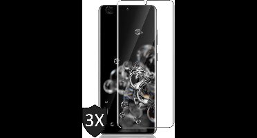 Screenprotector geschikt voor Samsung S20 Ultra - Full Glas PET Folie Screen Protector - 3 Stuks