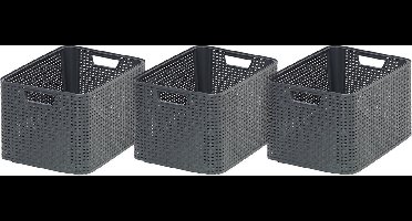 Curver Style Opbergmand L - 30L - 3 stuks - Antraciet