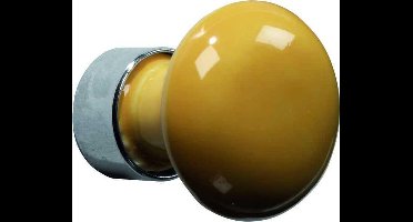 Meubelknop Paddenstoel porselein 30mm glans nikkel/eigeel
