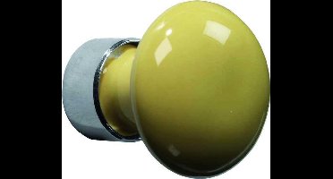 Meubelknop Paddenstoel porselein 30mm glans nikkel/mosterd