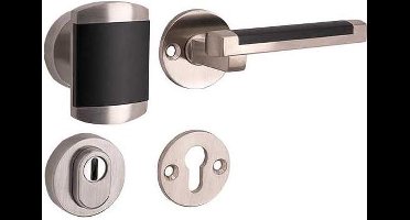 Veiligheidsgarnituur - Nikkel mat ongelakt - Mi Satori - Mi Satori knop/kruk op - SKG Dual mat nikkel / mat nikkel PVD rechts
