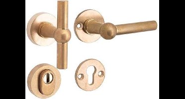 Veiligheidsgarnituur - Antiek messing - Mi Satori - Mi Satori knop/kruk op - SKG Chemin de Fer mat messing antiek rechts