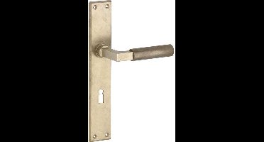 Deurkruk op schild Bauhaus BB 72 messing antiek