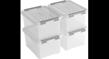 Curver Handy+ Opbergbox - 15L - 4 stuks - Transparant met deksel