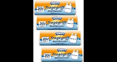 Swirl pedaalemmerzakken met handvatten antibact.20ltr Multipack 4 x 20 stuks vuilniszakken
