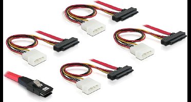 DeLOCK Mini-SAS SFF-8087 > 4x SAS SFF-8482 + 4x Molex - 1 meter