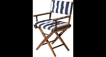 Regisseursstoel Teak DeLuxe met Navy Wit kussenset (Geolied)