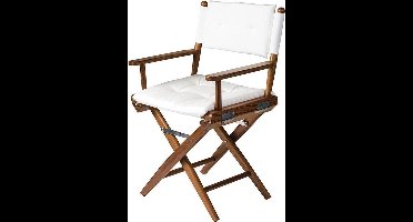 Regisseursstoel Teak DeLuxe met Witte kussenset (Geolied)