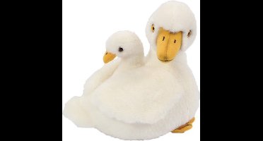 PIA Soft Toys - Pluche Knuffeldier - Eend zittend met baby kuiken - 23 cm