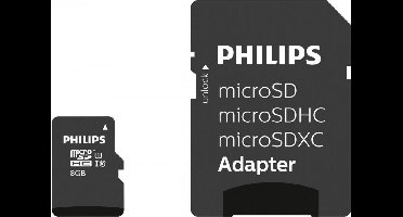 Philips FM08MP45B Micro SDHC kaart - 8GB - Class 10 - UHS-I - inclusief SD adapter