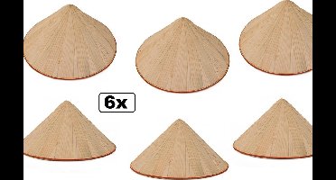 6x Chinese strohoed - landen china chinees hoofd deksel