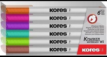 Kores Whiteboard & Flipover markers XW1, ronde punt 1 mm 6 stuks