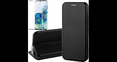 Hoesje geschikt voor Samsung Galaxy S20 Plus - Screen Protector FullGuard - Book Case Kunstleer ThinShield Zwart & Screenprotector