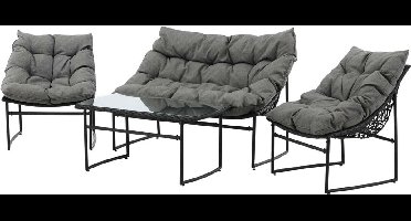 Tina loungeset 4 delen zwart.