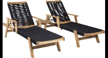 Acacia loungeset 3 delen zwart,naturel.