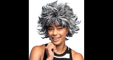 Boland - Pruik Wild Wanda Grijs - Steil - Kort - Vrouwen - - 80's & 90's