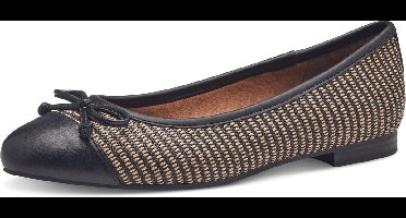 Marco Tozzi Dames Ballerina - 22103-098 Zwart/Combi - Maat 38