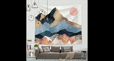 Wandtapijt natuur berglandschap, 130 x 150 cm wandtapijt esthetisch, wanddoeken bergen zon, gordijn tafelkleed, natuur landschap wanddecoratie voor slaapkamer woonkamer