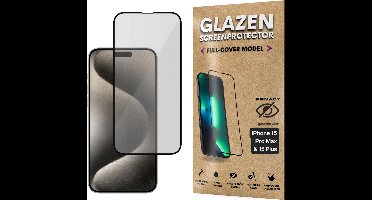 Privacy Screenprotector - Geschikt voor iPhone 15 Pro Max / 15 Plus - Gehard Glas - Full Cover Tempered Privacy Glass - Case Friendly