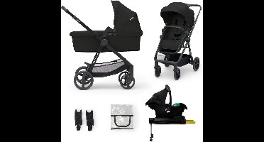 Kinderkraft NEWLY - Kinderwagenset 4in1 - Autostoel I-size met basis - Zwart