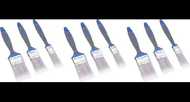 FX Tools Verfkwasten - set 9x stuks - plat - kunststof handvat - 25/38/50 mm breed - schilderen