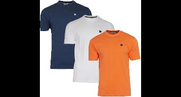 3-Pack Donnay - T-shirt (Vince) - Sportshirt - Heren - Navy/White/Apricot orange (584) - maat 3XL