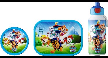 Mepal lunchset (pop-up fles, lunchbox & fruitbox) Campus - 400 + 750 + 300 ml - Broodtrommel en Drinkbeker voor kinderen - Bento box - Pop-up drinkfles - Paw Patrol Pups