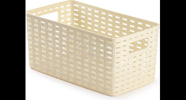 Plasticforte Opbergmand - Kastmand - rotan kunststof - ivoor wit - 6 Liter - 19 x 29 x 13 cm