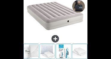 Intex Luchtbed - 2-Persoons - 152 x 203 x 30 cm - Grijs - Inclusief pomp - Hoeslaken - Kussen - Reparatieset en Kussenbeschermer