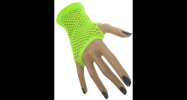 3x Paar Nethandschoen kort vingerloos fluor Groen - Carnaval Feest Verkleden Party Fluor Kleur