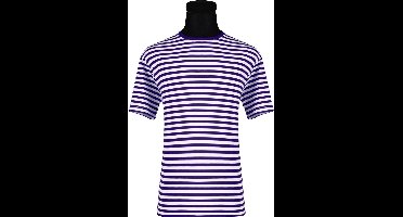 Shirt Gestreept - Unisex - Carnaval - Korte Mouw - Blauw-Wit - Maat L